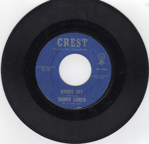 "Hands Off" b/w "I'm So Lonely" 45RPM 1962 Crest Records VG